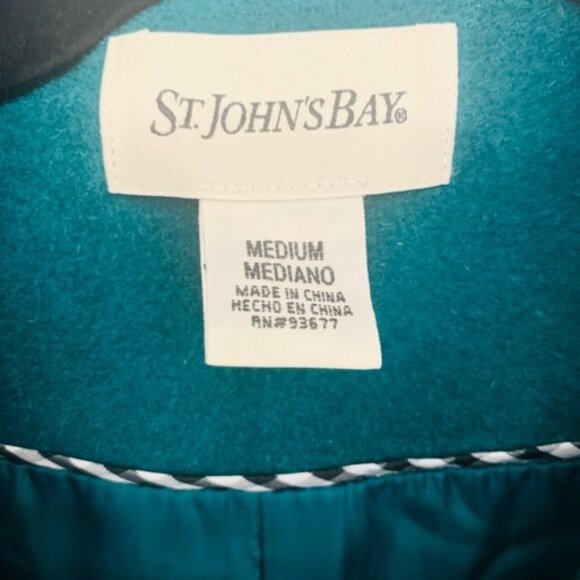 St. Johns Bay Winter Cashmere Wool Blend Coat in Rare Emerald Sz. M - Picture 3 of 10